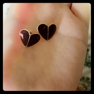 MintMongoose Black and Gold Heart earrings